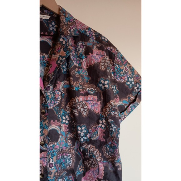 Free People We The Free Poolside Printed Boyfriend Button Down Paisley Top Sz M - Picture 6 of 14